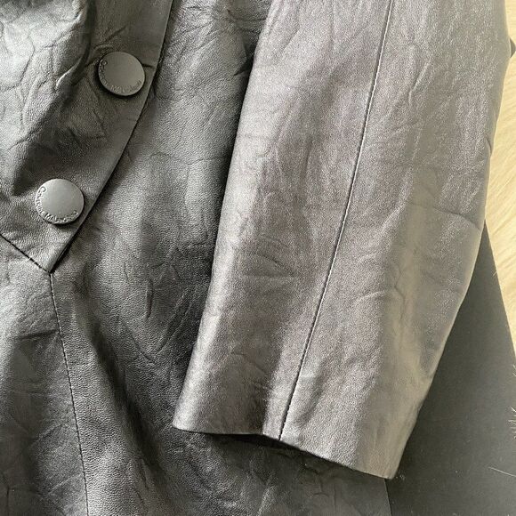 Catherine Malandrino Yellow tag Leather Dress 4/7 sleeves Classy Retro Hepburn - Picture 2 of 10